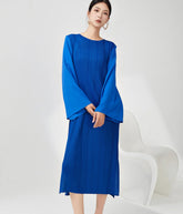 Luxury Flared Sleeve Pleats Dress